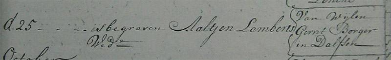 1781 Begrafenis Aaltje Lamberts